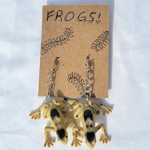 Handmade Frog Earrings Tan and Black